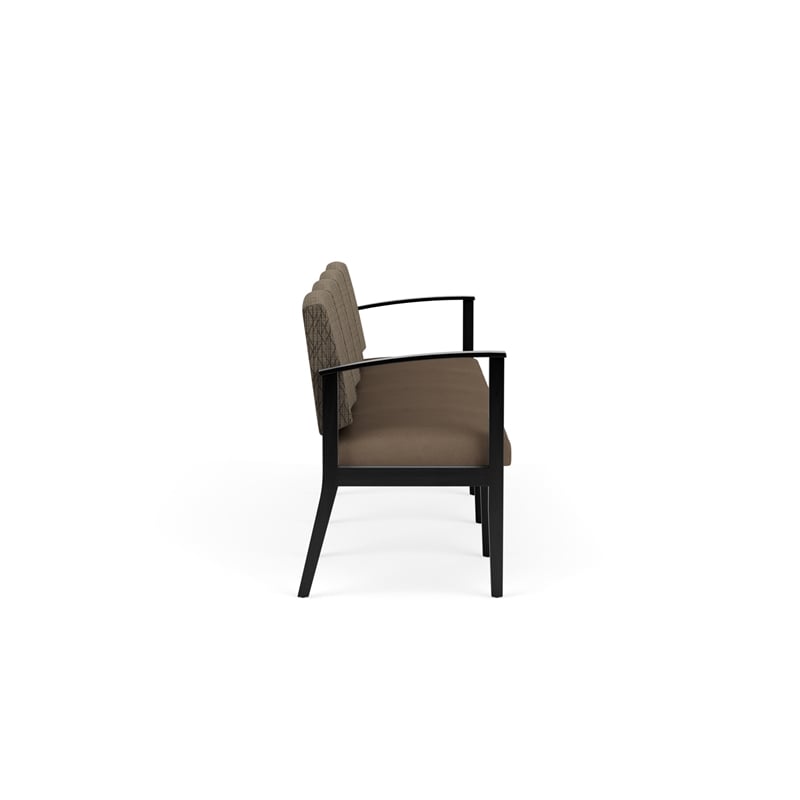 Amherst Wood Reception Waiting 4-Seat Chair / Black Wood / Brown / Brown