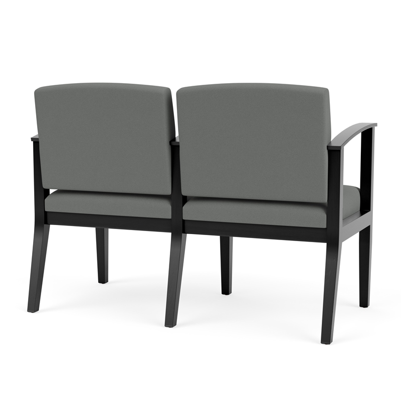 Amherst Wood Reception Waiting 2 Seat Tandem Seating / Black Wood / Light Gray