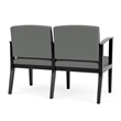 Amherst Wood Reception Waiting 2 Seat Tandem Seating / Black Wood / Light Gray