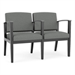 Amherst Wood Reception Waiting 2 Seat Tandem Seating / Black Wood / Light Gray