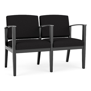 Amherst Wood Reception Waiting 2 Seat Tandem Seating / Black Wood / Black