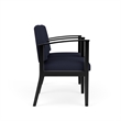 Amherst Wood Reception Waiting 2 Seat Tandem Seating / Black Wood / Navy Blue