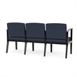 Amherst Wood Reception Waiting 3 Seat Tandem Seating / Black Wood / Blue