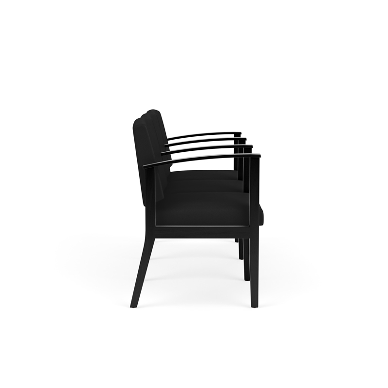 Amherst Wood Reception Waiting 3 Seat Tandem Seating / Black Wood / Black