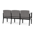 Amherst Wood Reception Waiting 3 Seat Tandem Seating / Black Wood / Light Gray