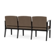 Amherst Wood Reception Waiting 3 Seat Tandem Seating / Black Wood / Brown