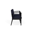 Amherst Wood Reception Waiting 3 Seat Tandem Seating / Black Wood / Navy Blue