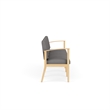 Amherst Wood Reception Waiting 4-Seat Chair / Natural Wood / Light Gray