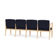 Amherst Wood Reception Waiting 4-Seat Chair / Natural Wood / Navy Blue