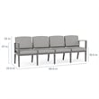 Amherst Wood Reception Waiting 4-Seat Chair / Natural Wood / Navy Blue