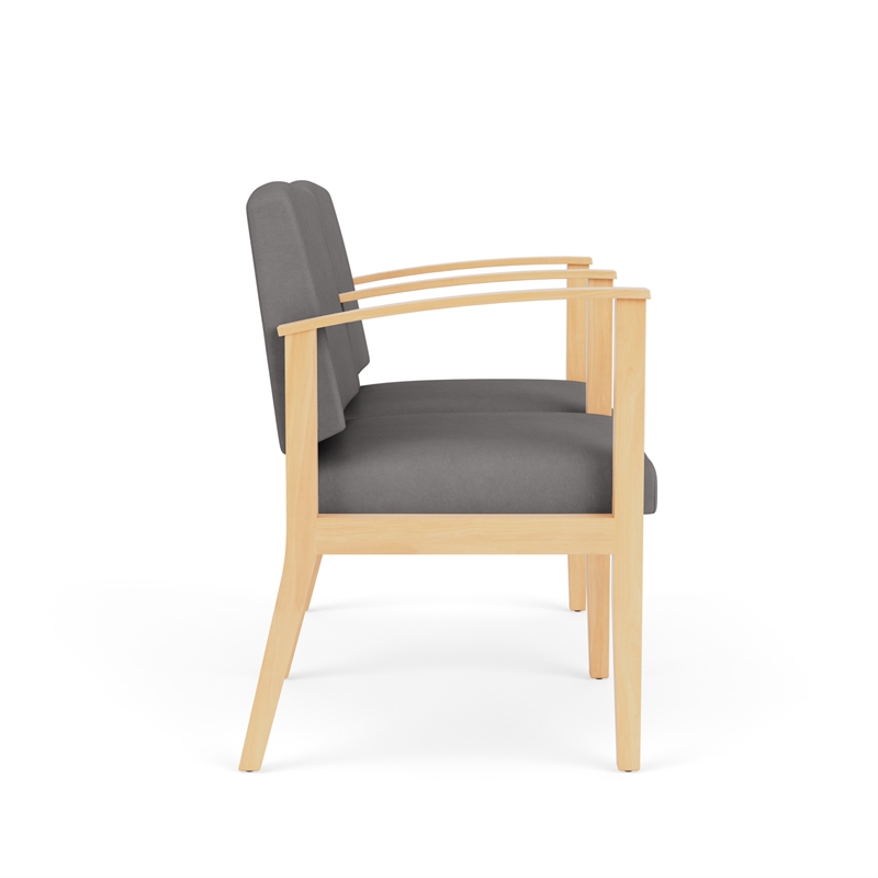 Amherst Wood Reception Waiting 2 Seat Tandem Seating / Natural Wood / Light Gray