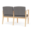 Amherst Wood Reception Waiting 2 Seat Tandem Seating / Natural Wood / Light Gray