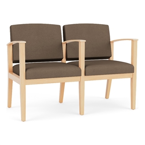 Amherst Wood Reception Waiting 2 Seat Tandem Seating / Natural Wood / Brown