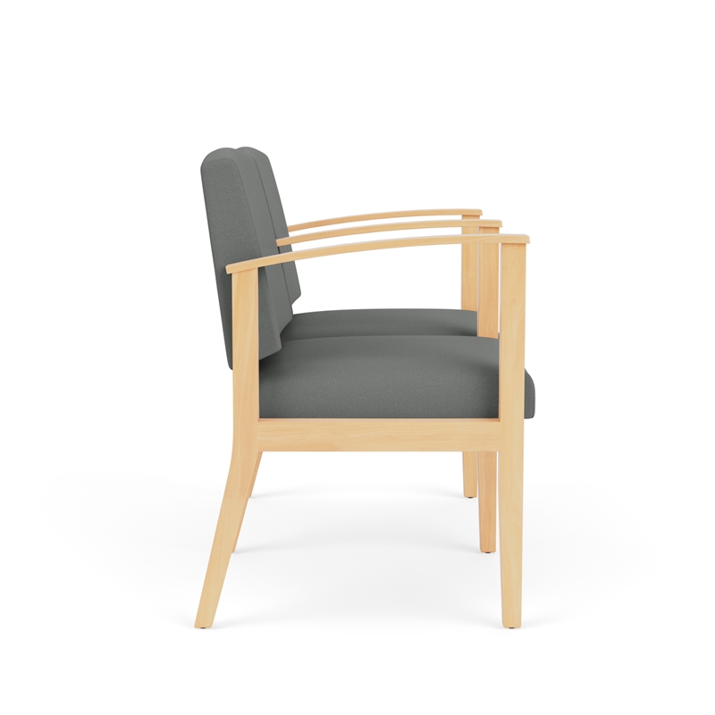 Amherst Wood Reception Waiting 2 Seat Tandem Seating / Natural Wood / Light Gray