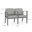 Amherst Wood Reception Waiting 2 Seat Tandem Seating / Natural Wood / Light Gray