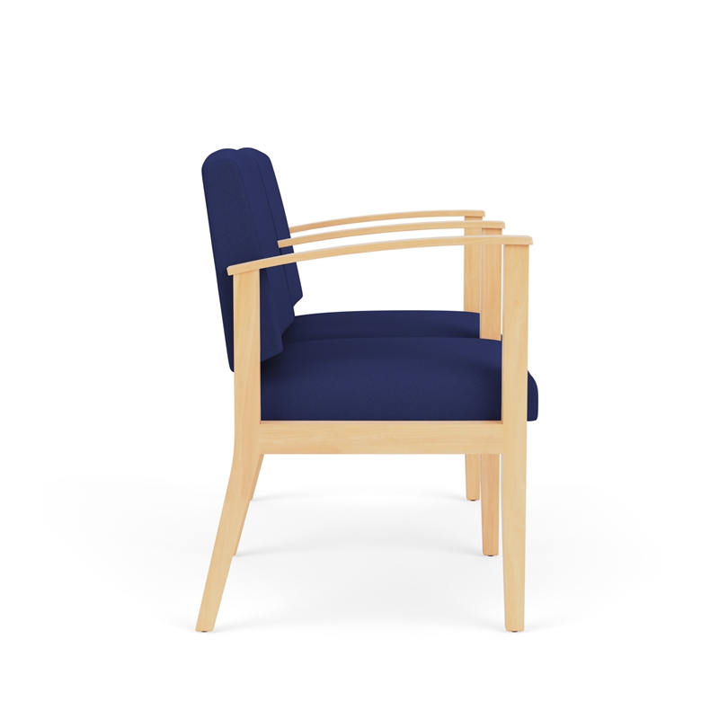 Amherst Wood Reception Waiting 2 Seat Tandem Seating / Natural Wood / Blue