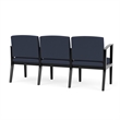 Amherst Wood Reception Waiting Room Healthcare 3-Seat Chair / Black Wood / Blue