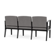 Amherst Wood Reception Waiting Room 3-Seat Chair / Black Wood / Light Gray