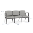 Amherst Wood Reception Waiting Room 3-Seat Chair / Black Wood / Light Gray
