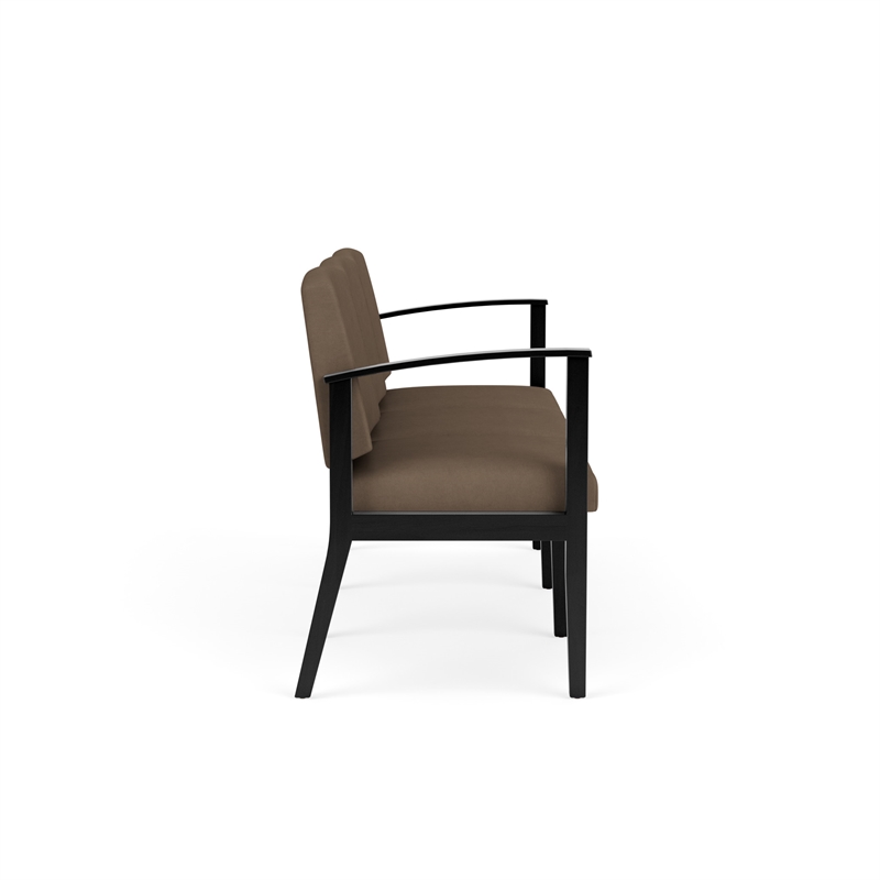 Amherst Wood Reception Waiting Room Healthcare 3-Seat Chair / Black Wood / Brown