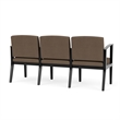 Amherst Wood Reception Waiting Room Healthcare 3-Seat Chair / Black Wood / Brown