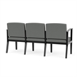 Amherst Wood Reception Waiting Room 3-Seat Chair / Black Wood / Light Gray