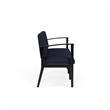 Amherst Wood Reception Waiting Room 3-Seat Chair / Black Wood / Navy Blue