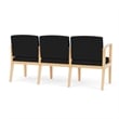 Amherst Wood Reception Waiting 3 Seat Tandem Seating / Natural Wood / Black