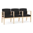 Amherst Wood Reception Waiting 3 Seat Tandem Seating / Natural Wood / Black