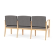 Amherst Wood Reception Waiting 3 Seat Tandem Seating / Natural Wood / Light Gray