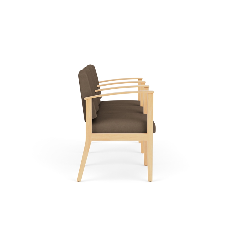 Amherst Wood Reception Waiting 3 Seat Tandem Seating / Natural Wood / Brown