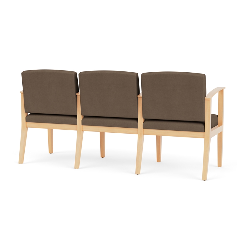 Amherst Wood Reception Waiting 3 Seat Tandem Seating / Natural Wood / Brown