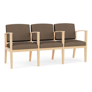 Amherst Wood Reception Waiting 3 Seat Tandem Seating / Natural Wood / Brown