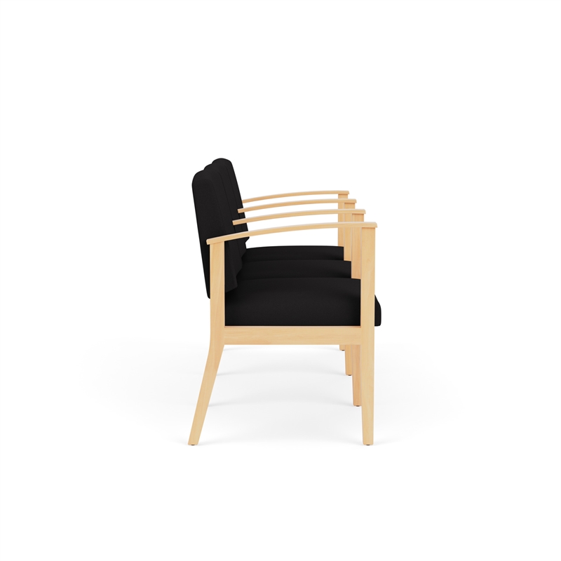 Amherst Wood Reception Waiting 3 Seat Tandem Seating / Natural Wood / Black