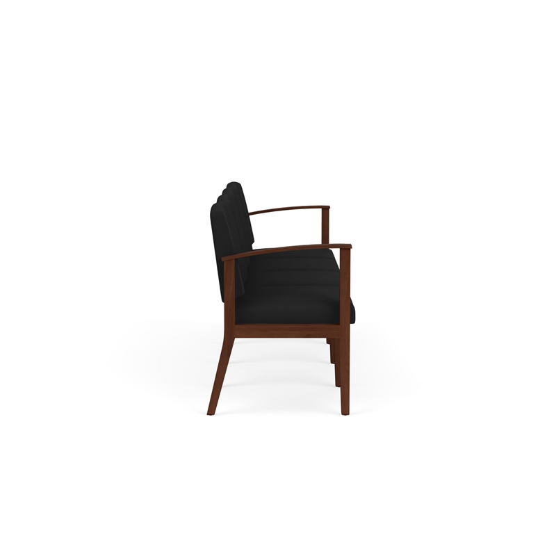 Amherst Wood Reception Waiting Room 4-Seat Chair / Walnut Wood / Black