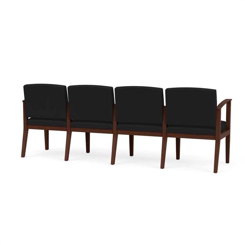 Amherst Wood Reception Waiting Room 4-Seat Chair / Walnut Wood / Black