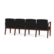 Amherst Wood Reception Waiting Room 4-Seat Chair / Walnut Wood / Black