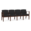 Amherst Wood Reception Waiting Room 4-Seat Chair / Walnut Wood / Black