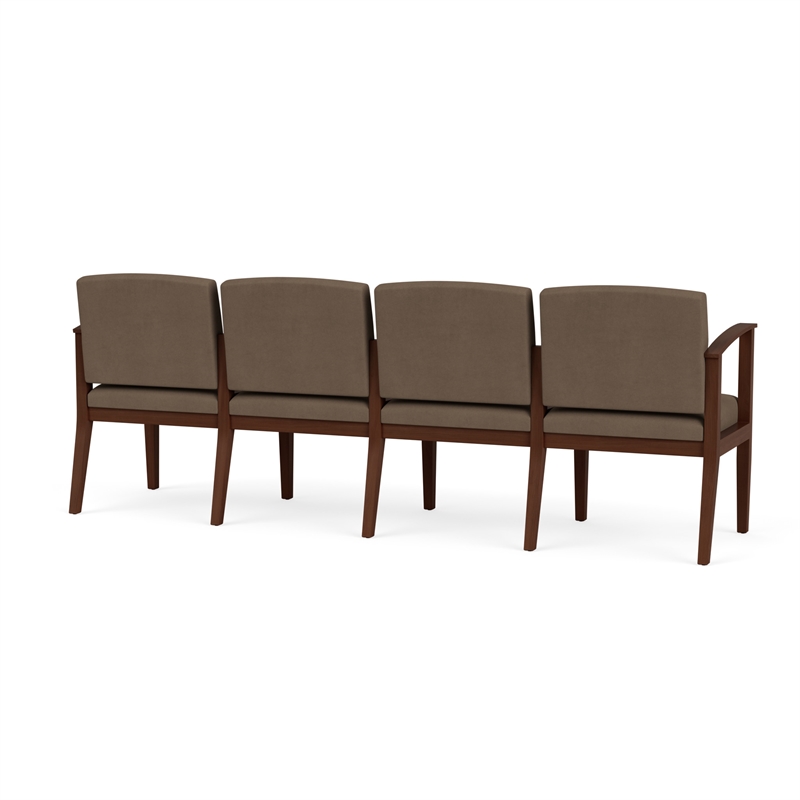 Amherst Wood Reception Waiting Room 4-Seat Chair / Walnut Wood / Brown