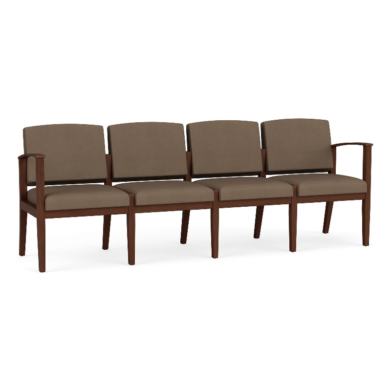 Amherst Wood Reception Waiting Room 4-Seat Chair / Walnut Wood / Brown