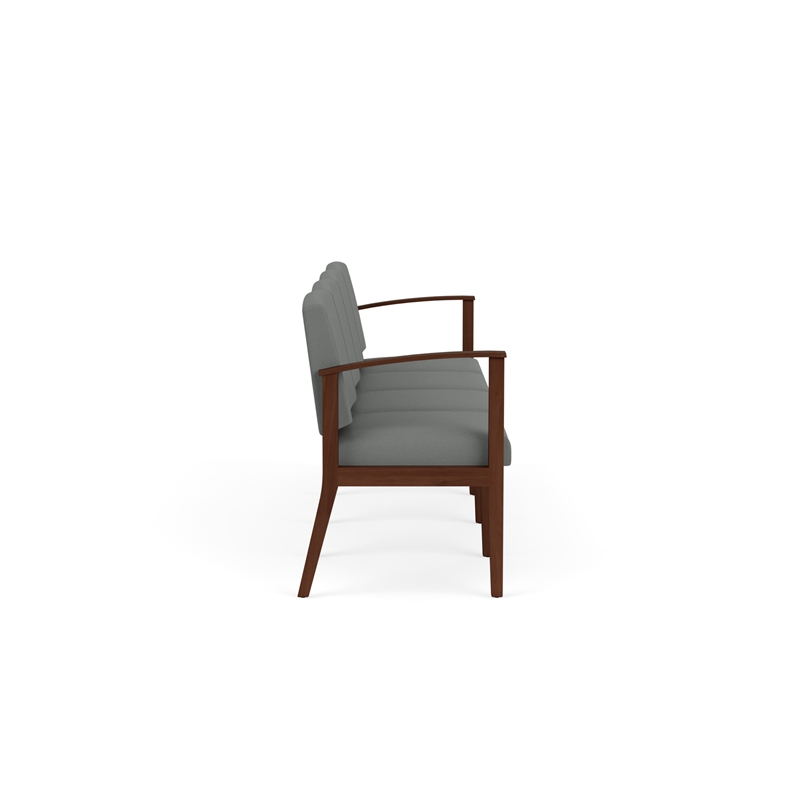 Amherst Wood Reception Waiting 4-Seat Chair / Walnut Wood / Light Gray