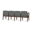 Amherst Wood Reception Waiting 4-Seat Chair / Walnut Wood / Light Gray
