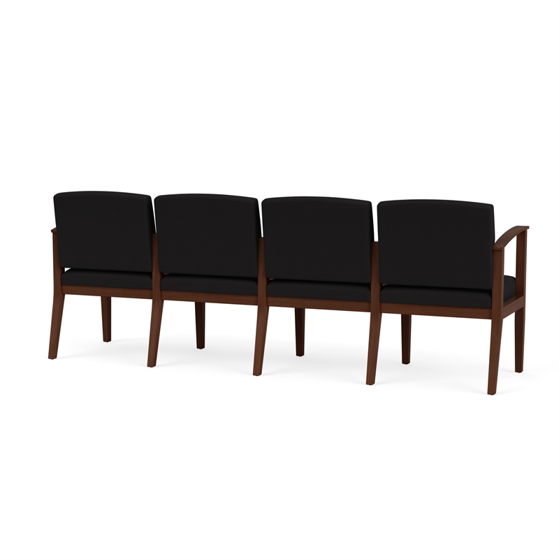 Amherst Wood Reception Waiting Room 4-Seat Chair / Walnut Wood / Black