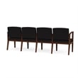 Amherst Wood Reception Waiting Room 4-Seat Chair / Walnut Wood / Black