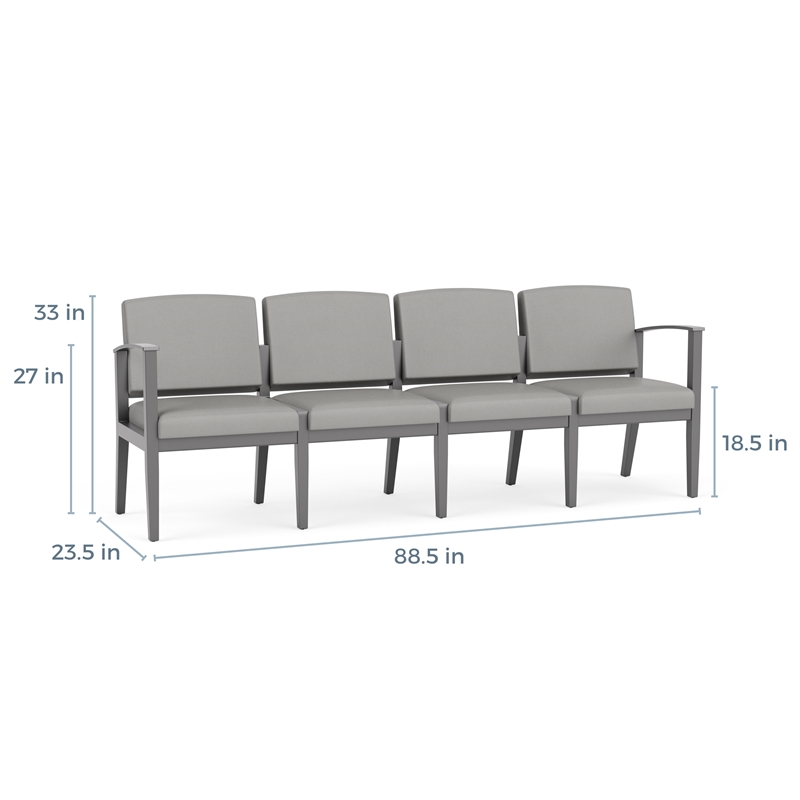 Amherst Wood Reception Waiting Room 4-Seat Chair / Walnut Wood / Black