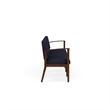 Amherst Wood Reception Waiting Room 4-Seat Chair / Walnut Wood / Navy Blue