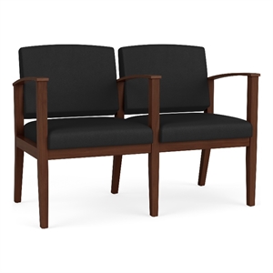 Amherst Wood Reception Waiting 2 Seat Tandem Seating / Walnut Wood / Black