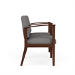 Amherst Wood Reception Waiting 2 Seat Tandem Seating / Walnut Wood / Light Gray