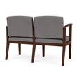 Amherst Wood Reception Waiting 2 Seat Tandem Seating / Walnut Wood / Light Gray