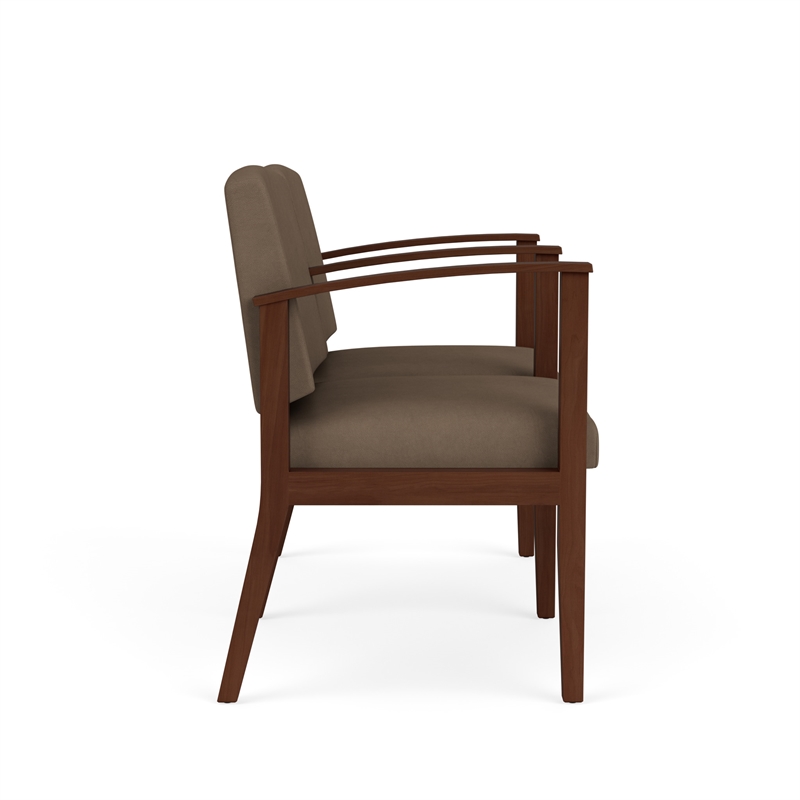Amherst Wood Reception Waiting 2 Seat Tandem Seating / Walnut Wood / Brown